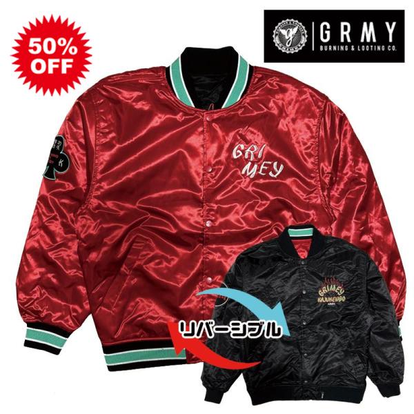 50%OFF GRIMEY グライミー REVERSIBLE SATIN JAKET RED BLA...