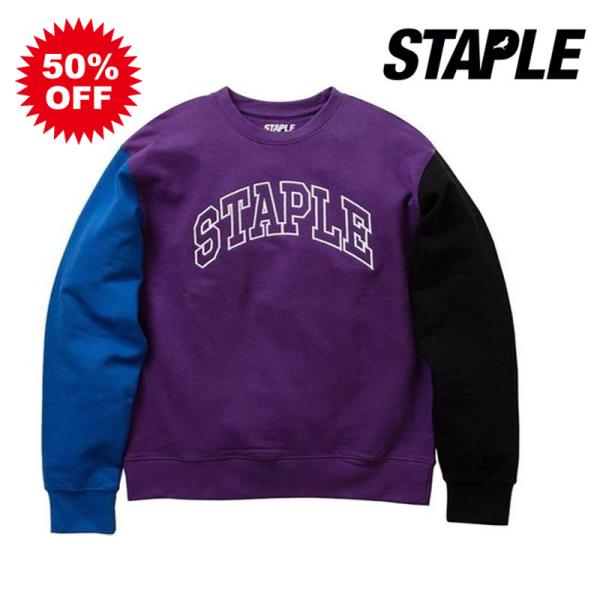 50%OFF　STAPLE TRICOLOR LOGO CREWNECK PURPLE　パープル ス...