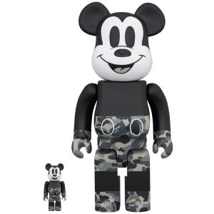 BE@RBRICK BAPE(R) MICKEY MOUSE MONOTONE Ver. 100％ & 400％