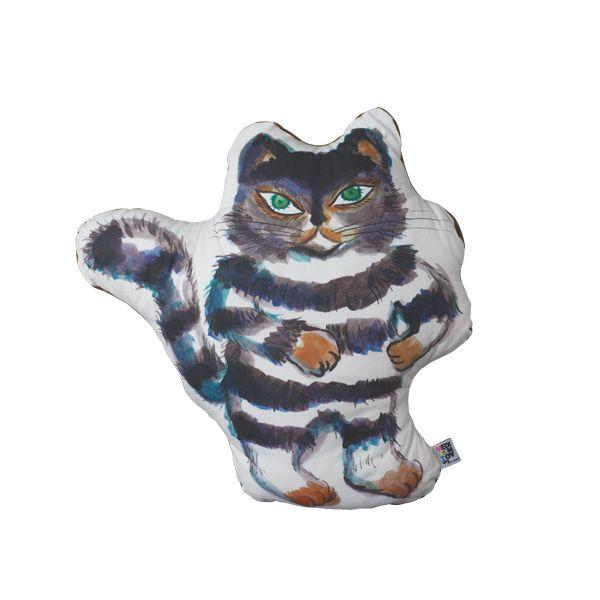 MLE 100万回生きたねこ ダイカットクッション（裏地ブラウン / ベージュ）