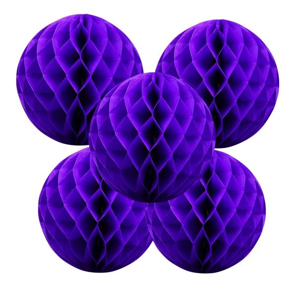 Happy Spring ハロウィン 飾り ハニカム ボール 5個 セット (25cm, 紫)