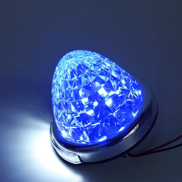 REPTICO LEDサイドマーカーランプ 24V トラック用 路肩灯 ブルー クリアレンズ 8面ク...