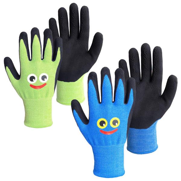 [夢の物] 2双入 3-6歳 子供 軍手 滑り止め 潮干狩り 農作業 天然ゴム発泡 背抜き ガーデン...