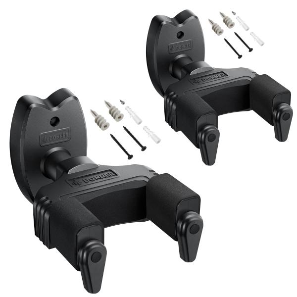 Donner ギターハンガー 壁掛け 自動ロック ネジ付 ギターフック 高強度 ギターホルダー ベー...