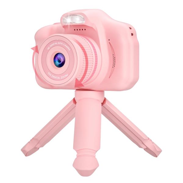 キッズカメラ 子供用カメラトイカメラ 三脚付き 2.4インチIPS 画面10倍ズームUSB充電 10...