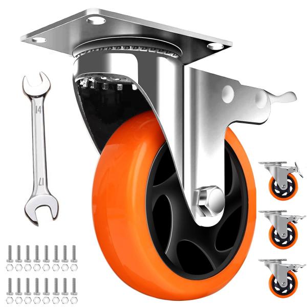 Zalslei キャスター プレート式 自在キャスター 大型 重荷重用型 ブレーキ付き 車輪径100...