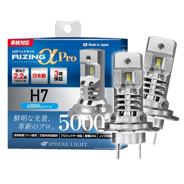 スフィアライト RIZINGα Pro H7 LED ヘッドライト 6000K ホワイト 12V 5...