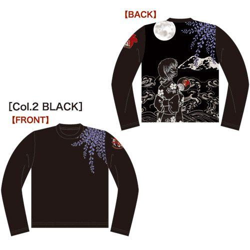 【ネコポス/ゆうパケット対応】三高 EVA×錦 コラボレーション 藤と綾波柄ロンT ブラック