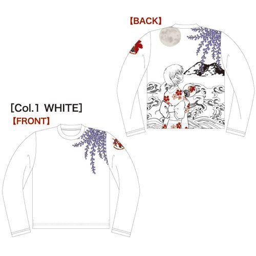 【ネコポス/ゆうパケット対応】三高 EVA×錦 コラボレーション 藤と綾波柄ロンT ホワイト