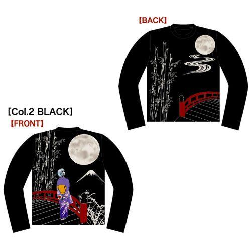 【ネコポス/ゆうパケット対応】三高 EVA×錦 コラボレーション かぐや姫レイ柄ロンT ブラック