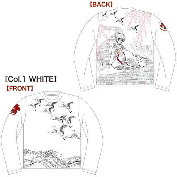 【ネコポス/ゆうパケット対応】三高 EVA×錦 コラボレーション レイ流水桜柄ロンT ホワイト