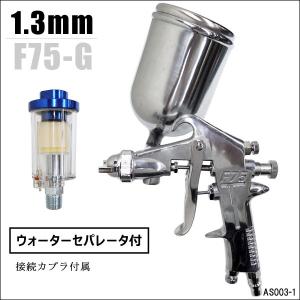 重力式 エアースプレーガン 口径Φ1.3mm ＆ ウォーターセパレーター セット F75-G カプラ付属｜projectw