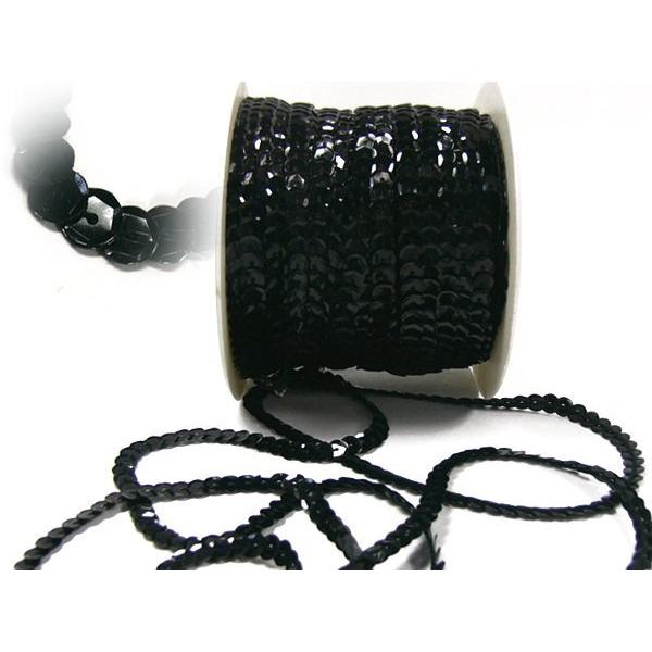 スパンコールリボン (11) 亀甲ブラック 1巻 6mm×80m スパンコールテープ