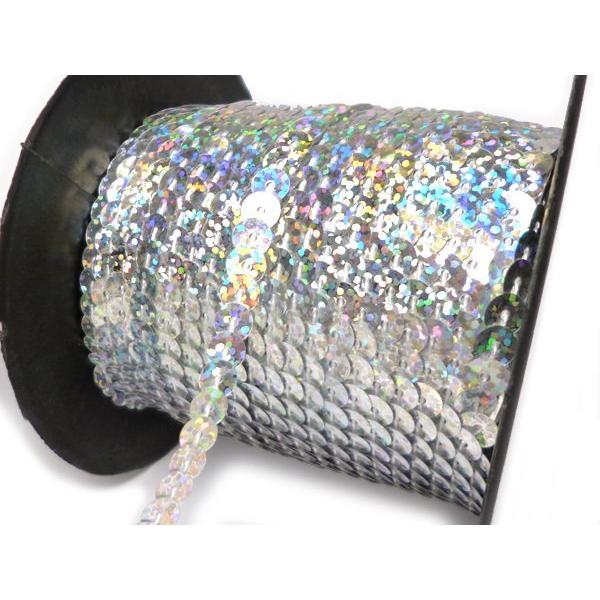 スパンコールリボン (25) オーロラシルバー 1巻 6mm×80m スパンコールテープ