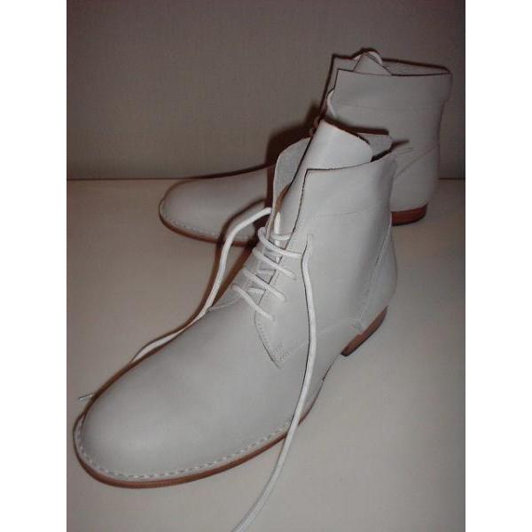 ベネトン メンズ S ブーツ レザー 本革 ホワイト 25.5 26 イタリア製革底