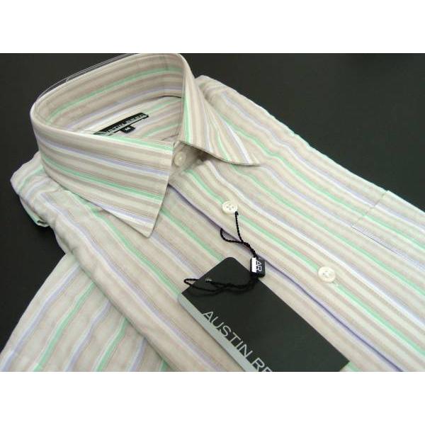 オースチンリード Austin Reed メンズ L シャツ 半袖 英国王室御用達 ベージュ パープ...