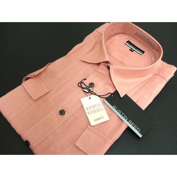 オースチンリード Austin Reed メンズ M シャツ 半袖 麻 英国王室御用達 オレンジ 無...