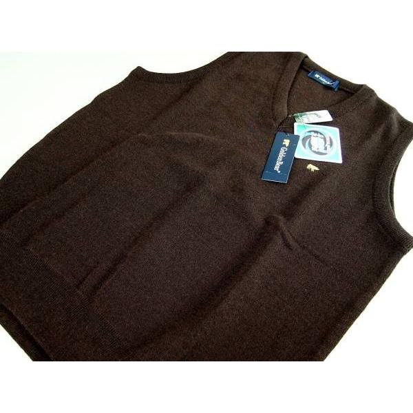 ゴールデンベア Golden Bear メンズ S ベスト ウール混 日本製 洗濯OK ブラウン 0...