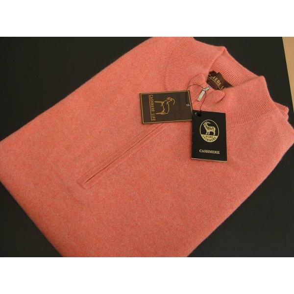 CASHMERE LIFE メンズ LL ベスト カシミア100% ハイネック オレンジ H522