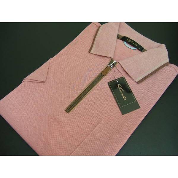 コンティール CONTIR メンズ M ポロシャツ 半袖 ハーフジップ 日本製 レッド 送料無料 H...