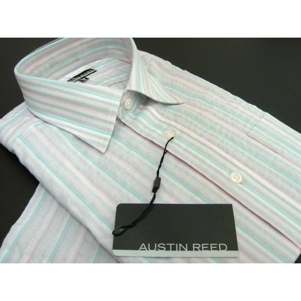 オースチンリード Austin Reed メンズ L シャツ 半袖 英国王室御用達 グレー ブルー ...