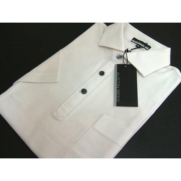 オースチンリード Austin Reed メンズ M ポロシャツ 半袖 英国王室御用達 ホワイト ベ...