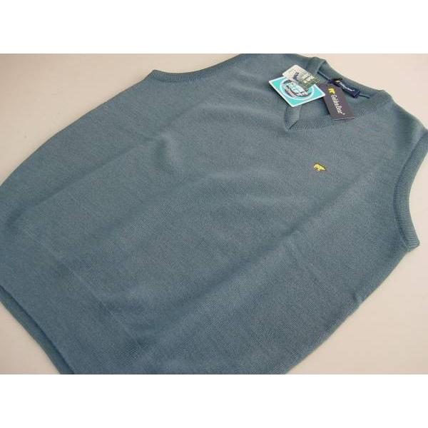 ゴールデンベア Golden Bear メンズ S ベスト ウール混 日本製 洗濯OK ブルー 04...