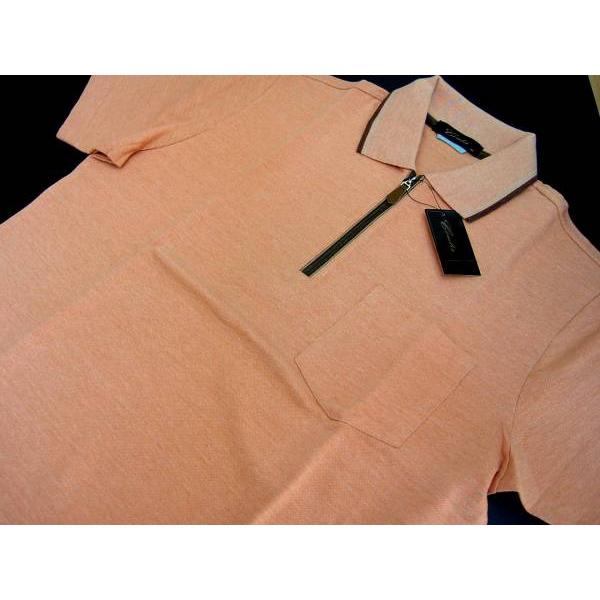 コンティール CONTIR メンズ L ポロシャツ 半袖 ハーフジップ 日本製 オレンジ 送料無料 ...