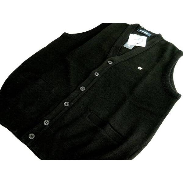 ゴールデンベア Golden Bear メンズ S ベスト ウール混 日本製 洗濯OK 黒 039