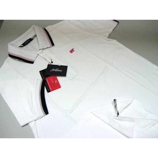 ジャックニクラウス Jack Nicklaus メンズ L ポロシャツ 半袖 日本製 ホワイト 送料...