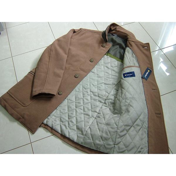 ゴールデンベア Golden Bear メンズ M ステンカラーコート 中綿 ウール メルトン ブラ...