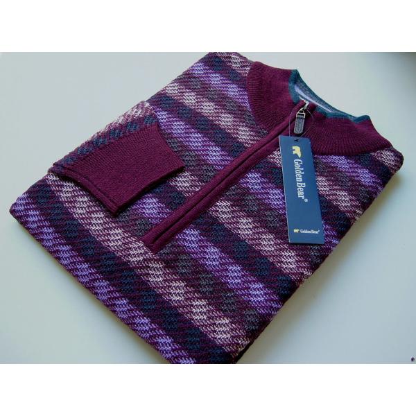 ゴールデンベア Golden Bear メンズ L セーター ハイネック ハーフジップ ウール パー...