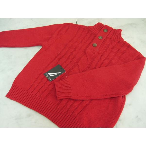 ノーティカ NAUTICA M 5/6 5歳 6歳 セーター 長袖 綿 ハイネック レッド 子供 男...