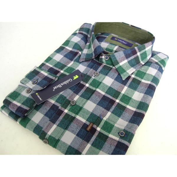 ゴールデンベア Golden Bear メンズ M シャツ 長袖 ネル ブルー ネイビー グリーン ...