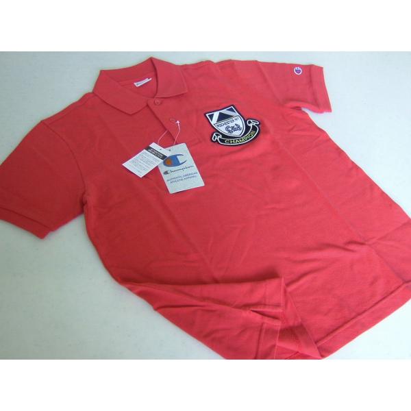 チャンピオン Champion メンズ M ポロシャツ 半袖 レッド 創業エンブレム 送料無料