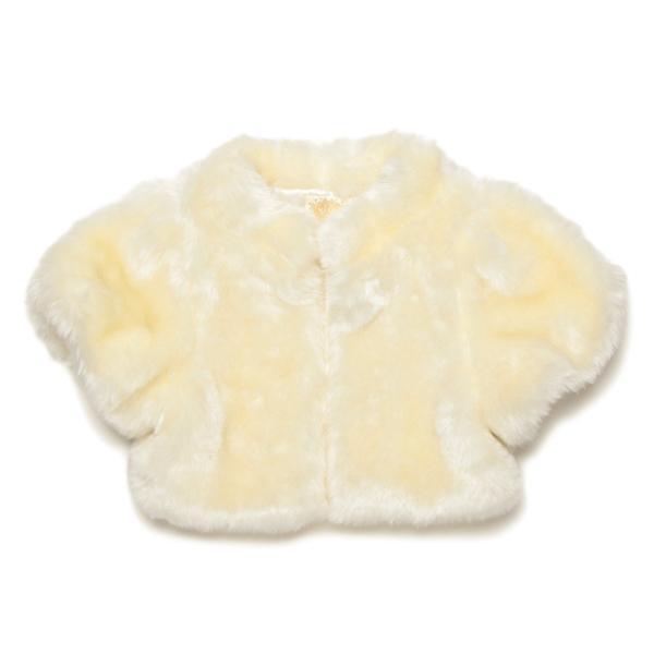 メゾピアノ Mezzo piano フェイクファーボレロ 120 130 日本製 ホワイト