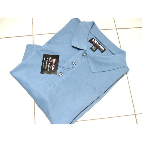 カークランド KIRKLAND コストコ メンズ M ポロシャツ 半袖 スーピマ超長綿 ブルー 送料...