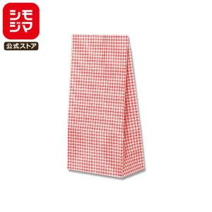 紙袋/シモジマ 角底袋 ギンガムミニ赤 No.8