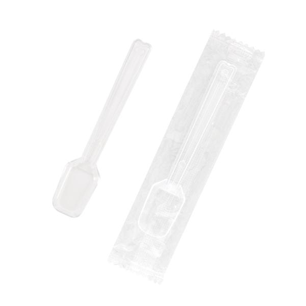 使い捨て カトラリー 個包装 100本入 プラスチック角スプーン 9cm 透明 シモジマ HEIKO