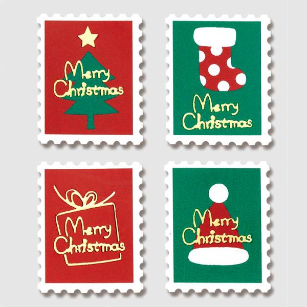 HEIKO クリスマス ギフトシール 業務用 ラベル クリスマススタンプ 1束(80枚) 4柄アソー...