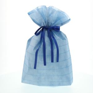 不織布巾着袋 L ブルー カクケイ FK3052 10枚