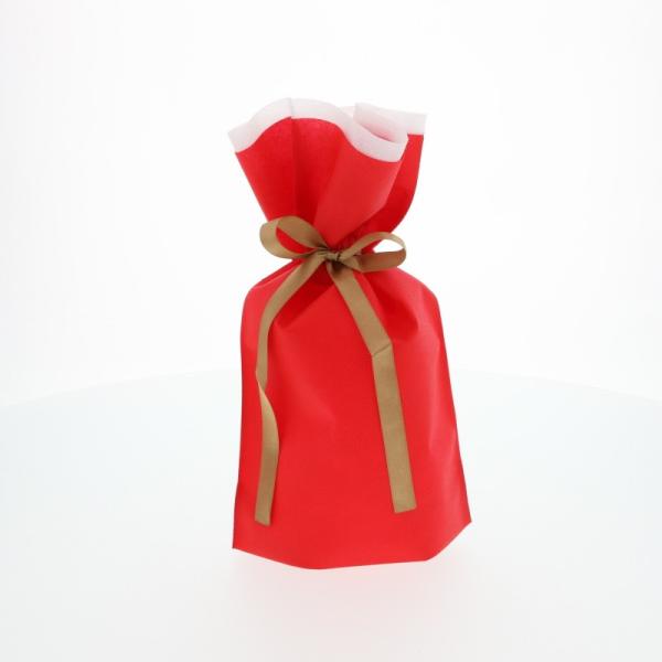 ギフト バッグ 10枚 不織布 巾着 袋 S レッド カクケイ FK3074
