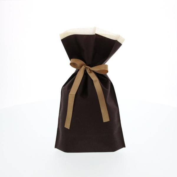 ギフト バッグ 10枚 不織布 巾着 袋 S ブラウン カクケイ FK3094