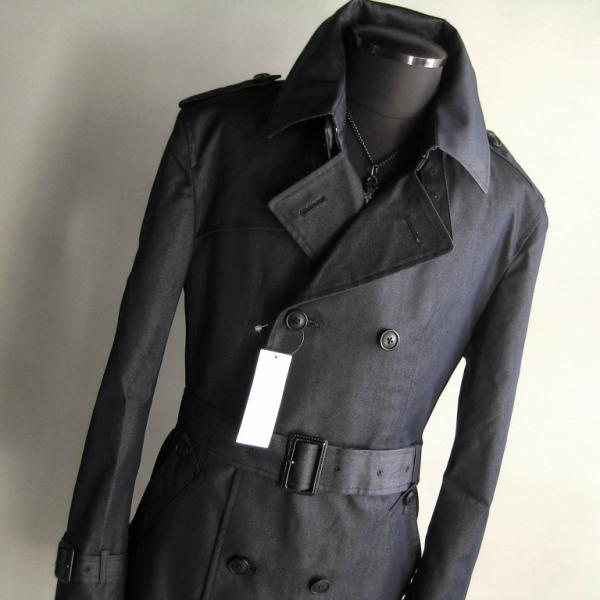 3.5万 新品 ハイストリート L T/CシャンブレーWトレンチコート ネイビー 160