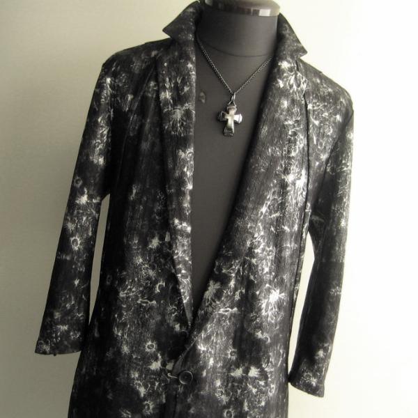 2.7万 新品 L トルネードマート フラワーフォイルタックストライプ7分袖チェスター ブラック サ...