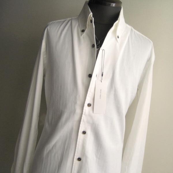 1.7万 新品 M ハイストリート ヘリンボンストライプBDシャツ長袖 ホワイト サンプル 送料無料...