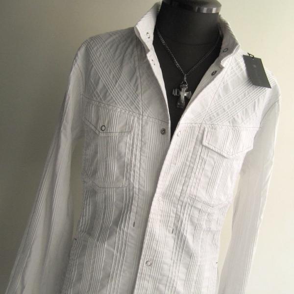 2.6万 新品 L トルネードマート タックストライプシャツブルゾン長袖 ホワイト 送料無料 サンプ...