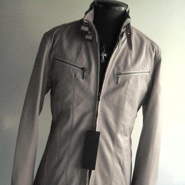 5.4万 新品 L トルネードマート スタンドレザーライダースジャケット グレー サンプル 400