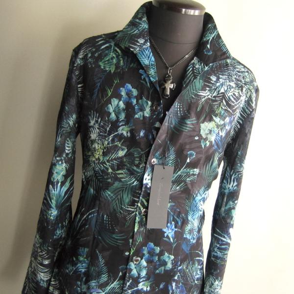 2.5万 新品 L トルネードマート ネオンジャングルプリントシャツ長袖 ダークグリーン 送料無料 ...