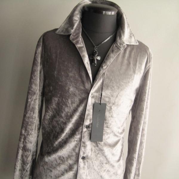 2.1万 新品 L トルネードマート ベロアストレッチシャツ長袖 シルバーグレー サンプル 送料無料...